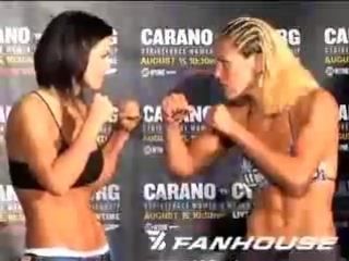 mma. strike force. weigh-in before the fight santos - carano