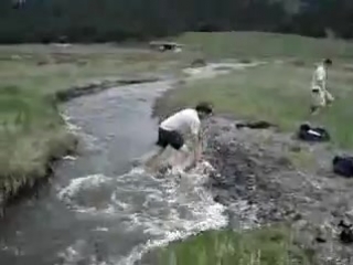 jumping over the river