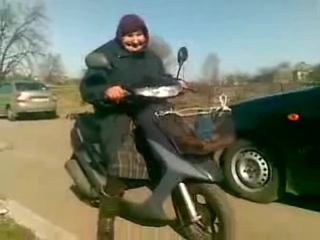 baba katya on a scooter 78 years old
